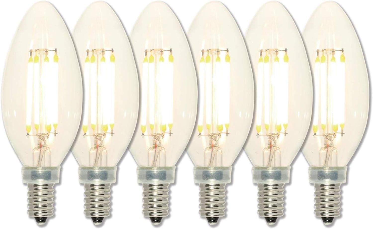 Westinghouse Lighting 4316820 4.5 (60-Watt Equivalent) B11 Dimmable Clear Filament Energy Star Candelabra Base (6 Pack) LED Light Bulb, Six Pack Candlelabra, 6 Count