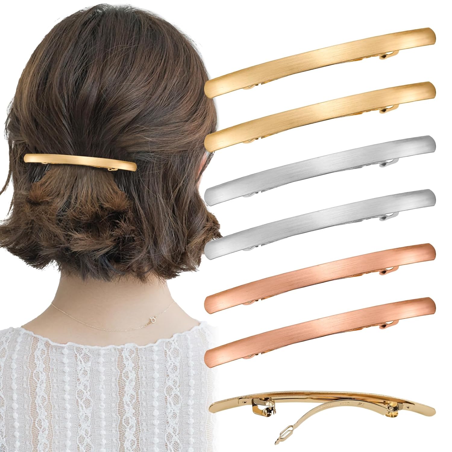 Luckycivia 6 Pack Women Hair Clip, French Styles Metal Hair Pins, Simple Retro Hair Barrettes for Women and Girls, 3 Colors