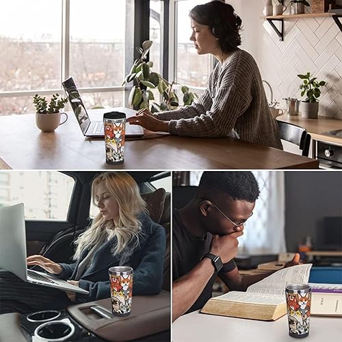 Miniatura 8 de Elpwezua Graffiti - Taza de café para perros y gatos, vaso de acero inoxidable con doble aislamiento al vacío, taza de viaje a prueba de derrames