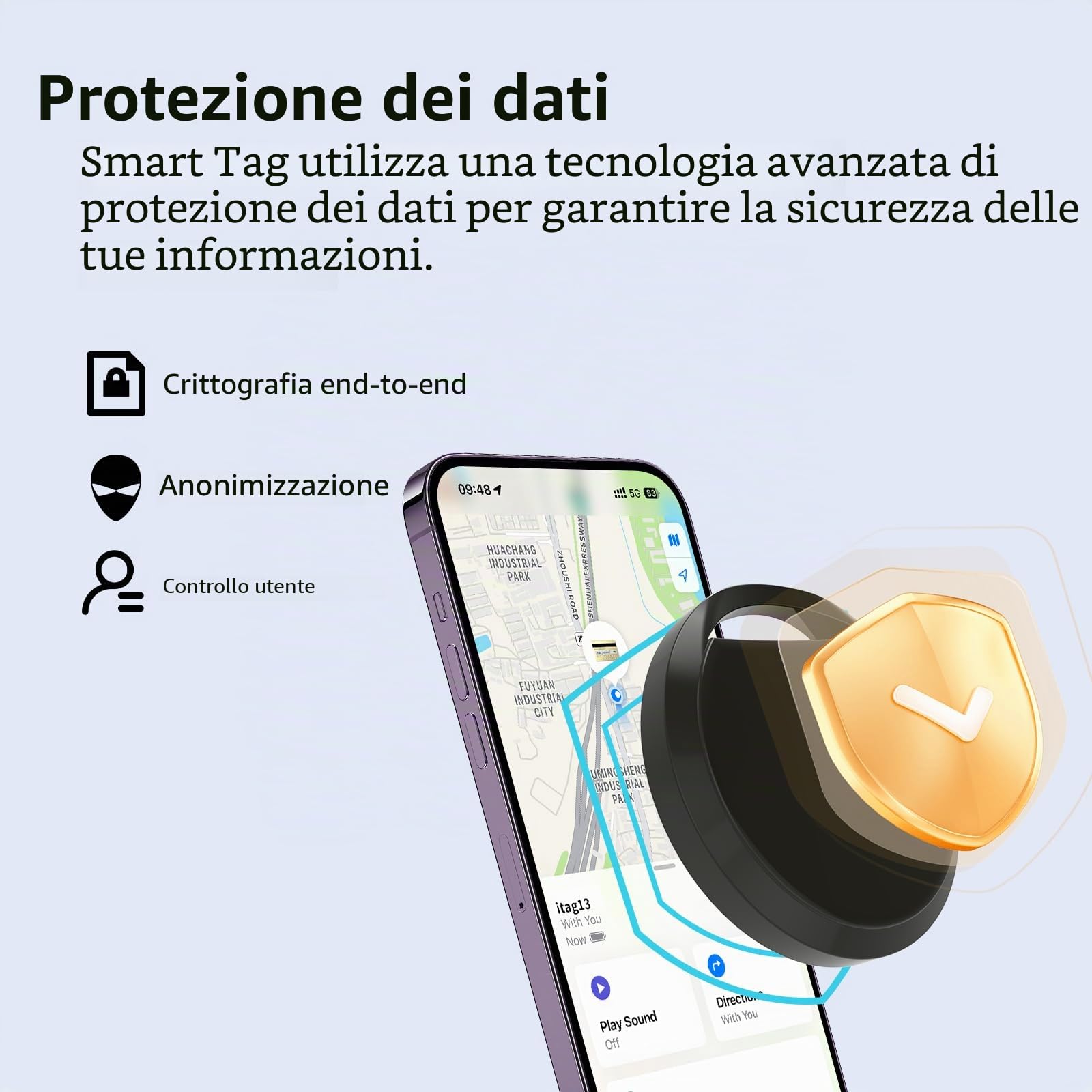 RSH Air Tag 4 Pezzi, Smart Tracker Localizzatore Funziona con Apple Dov'è App (solo iOS, NON per Android), Bluetooth Trova Oggetti per Chiavi/Bagagli/Valigie/Portafogli, Batteria Sostituibile