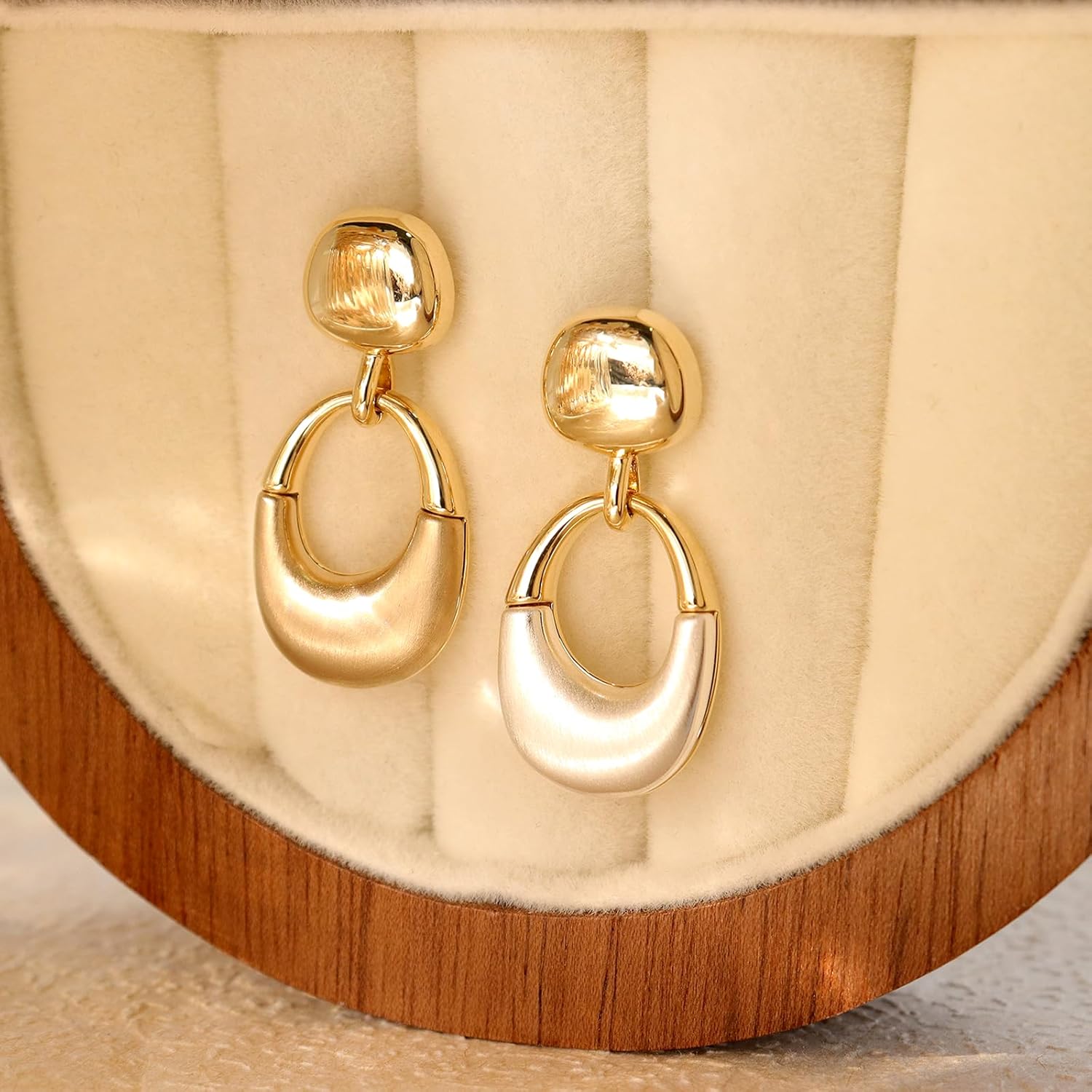 Chunky Gold Dangle Drop Stud Earrings for Women, Trendy Vintage O-Shape Dangling Earing Christmas Prom Accessories Fashion Jewelry Gift - Image 4