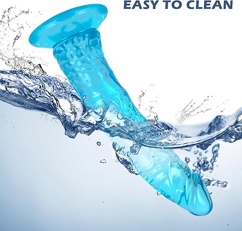 Miniatura 4 de Consolador realista juguetes sexuales con ventosa para jugar con manos libres, pene grueso de silicona azul de 8.1 pulgadas para mujeres y hombres,