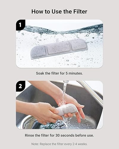 Miniatura 4 de DownyPaws Paquete de 6 filtros de repuesto para fuente de agua para gatos funciona con pilas, DPWFP6, juego de filtros de repuesto de 3 meses