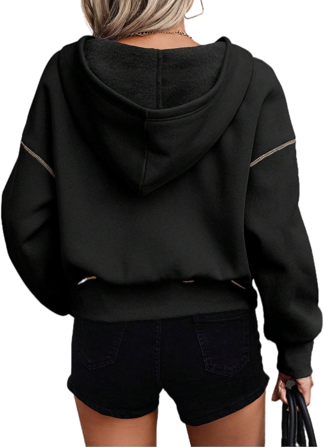 Hilinker Womens Half Zip Pullover Hoodies Cute Cropped Sweatshirts Long Sleeve Crop Tops - Image 4