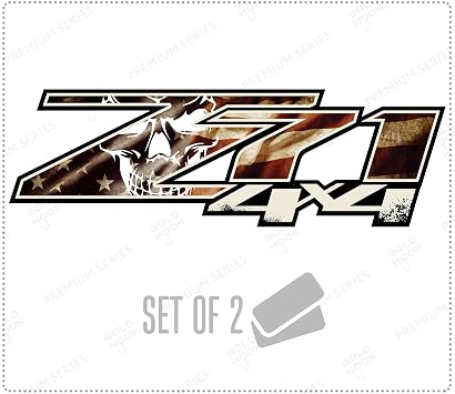 GOLD HOOK Z71 4x4 American Flag Decals Compatible with Chevy Silverado GMC Sierra 1500 2500 3500 2007-2013 - Premium Series Metallic Finish - Set of 2