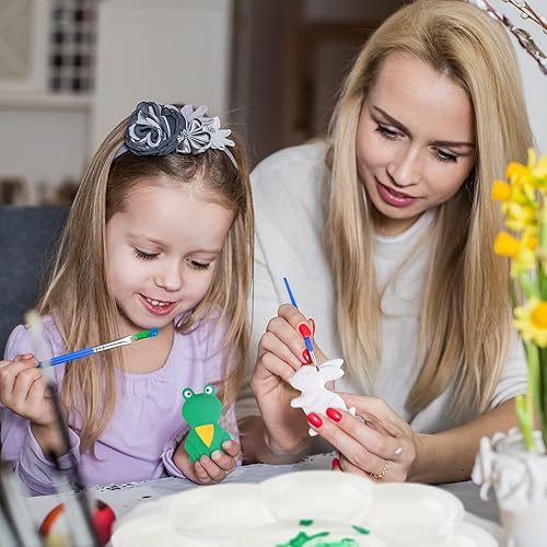 Miniatura 5 de Juego de 12 juegos de arte y manualidades para niños, sin pintar, figuras de cerámica para pintar tus propias figuras con 12 imanes, 2 pinceles y 1