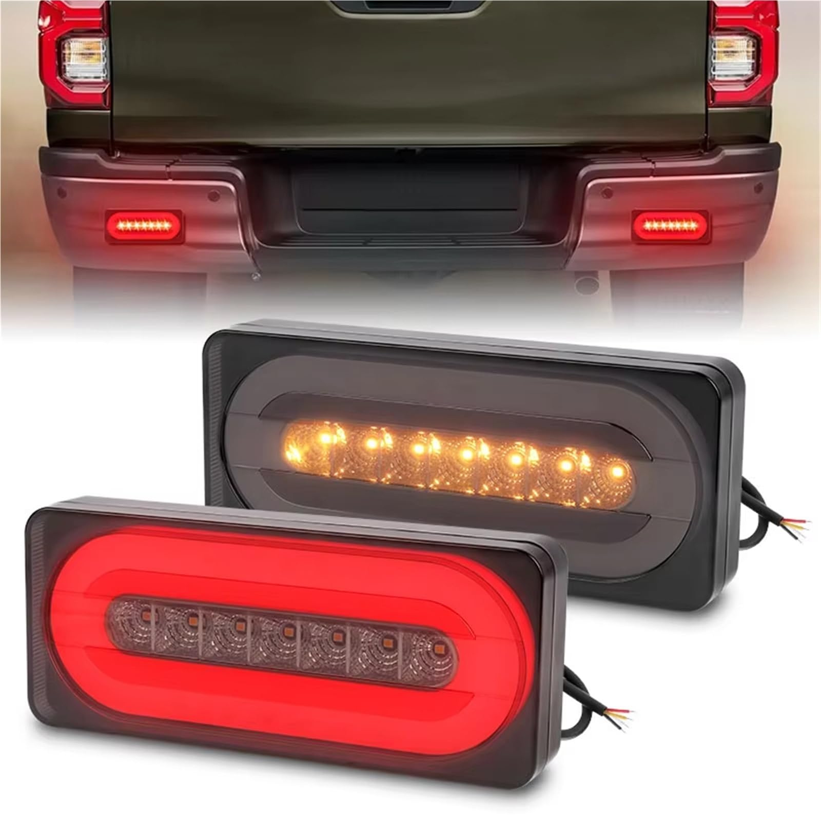 Intermitente lateral Luces Traseras LED Rojas Y Amarillas Indicador Señal Giro Luz Advertencia Freno Parada DRL Para Camión Remolque Caravana Marcador lateral