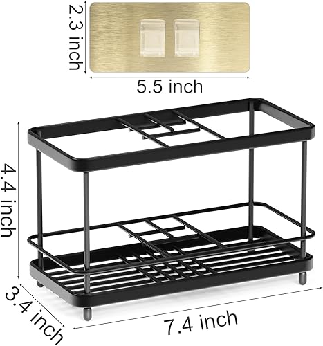 Miniatura 6 de Soporte para cepillo de dientes para baño, soporte de pasta de dientes negro inoxidable, accesorios de baño, organizador de montaje en pared para