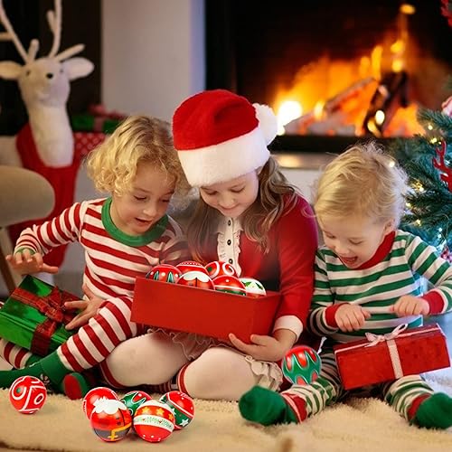 Miniatura 5 de LovesTown Juguetes de bolas de estrés de Navidad, 20 juguetes de Navidad para apretar, bolas inflables de 2.5 pulgadas para aliviar el estrés,