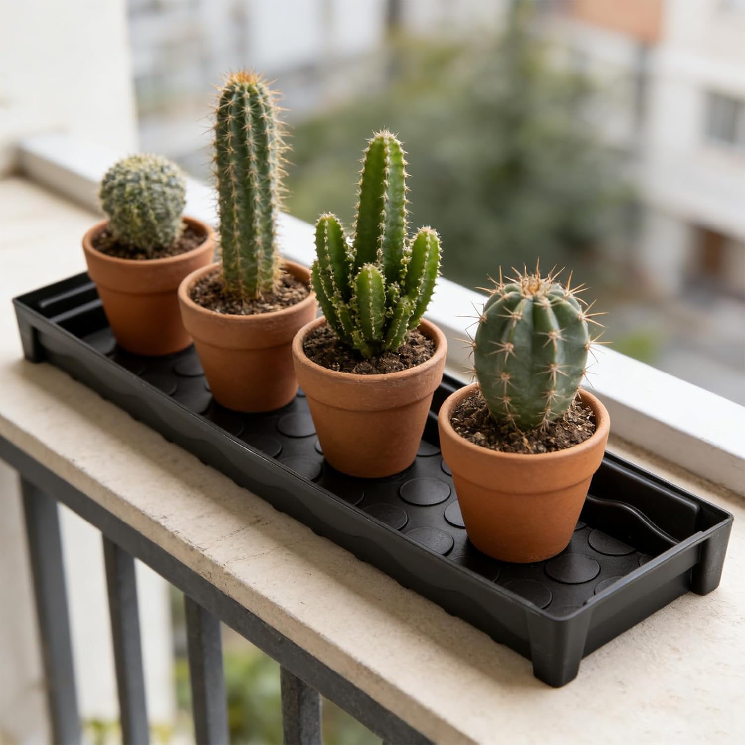 5 Pack Plant Saucer Growing Tray, Rectangular Windowsill Plant Pot Trays with Removable Drainage Hole, Seed Starter Tray Plastic Plant Drainage Saucers for 4 inch Flower Seedling Pots (16"x4.5"x1.5")
