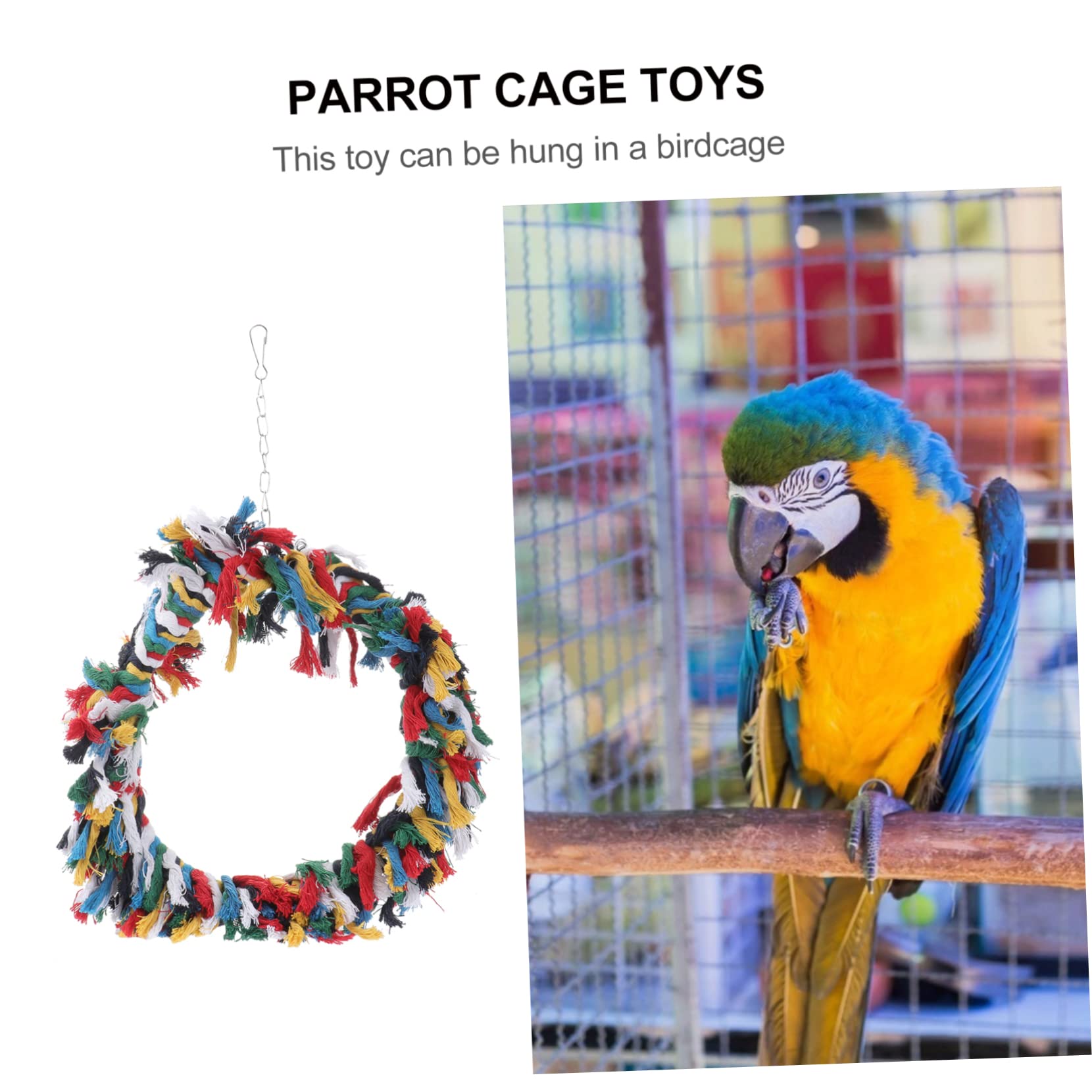 Sosoport 2pezzi Giocattolo Per Pappagalli Cotone Anello Snuggle Colorato Per Uccelli Accessorio Per Arrampicarsi e Preening Gioco Divertente Per Pappagalli Africani e Cockatoos Colori