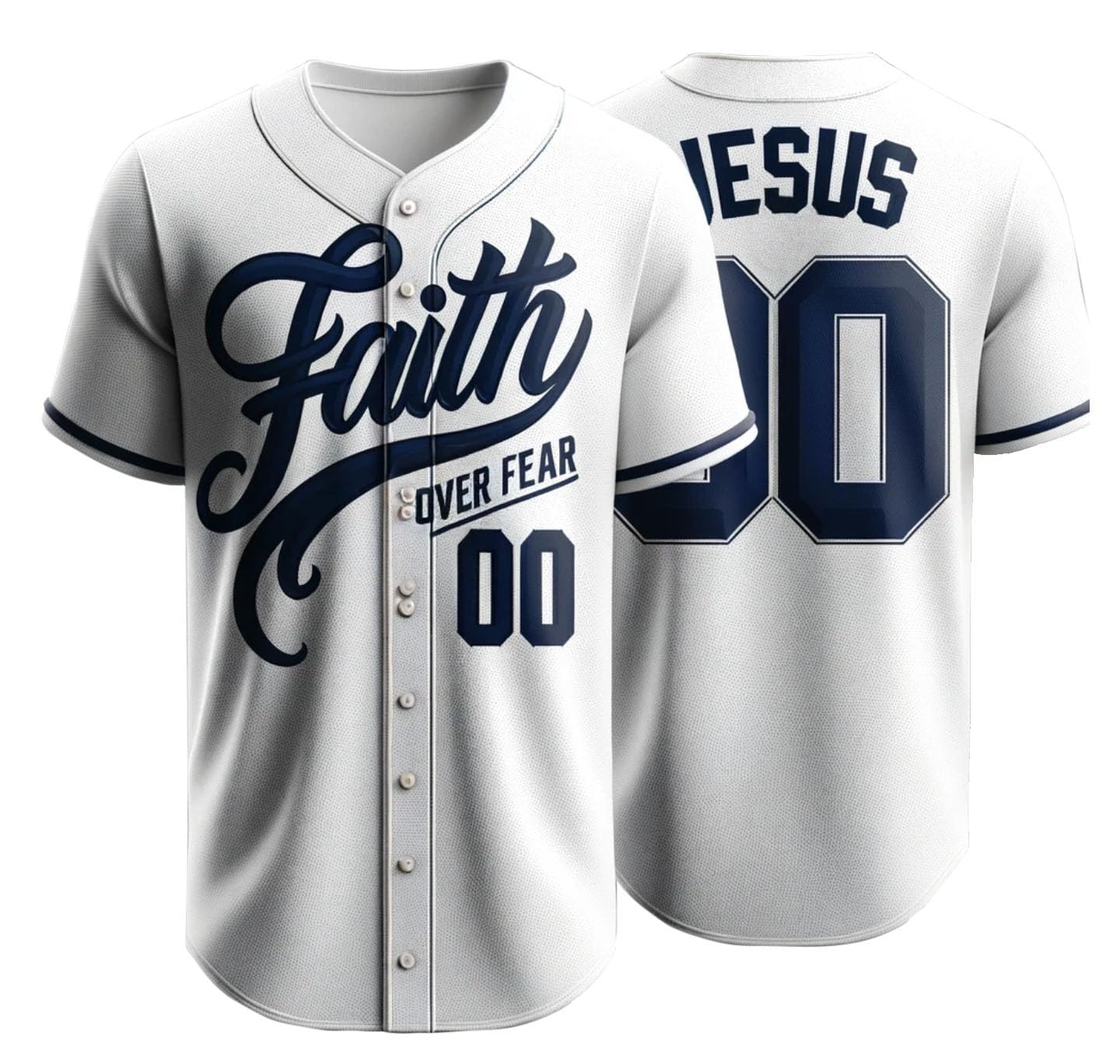 Personalized Religious Baseball Jerseys - Faith Over Fear - Custom Unisex Baseball Faith Sport Green Uniforms