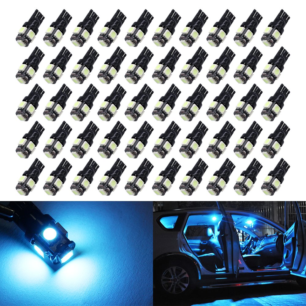 2X T10 Green LED Side Light Bulbs - 9SMD 5050 DC 12V For Car Parker Lights