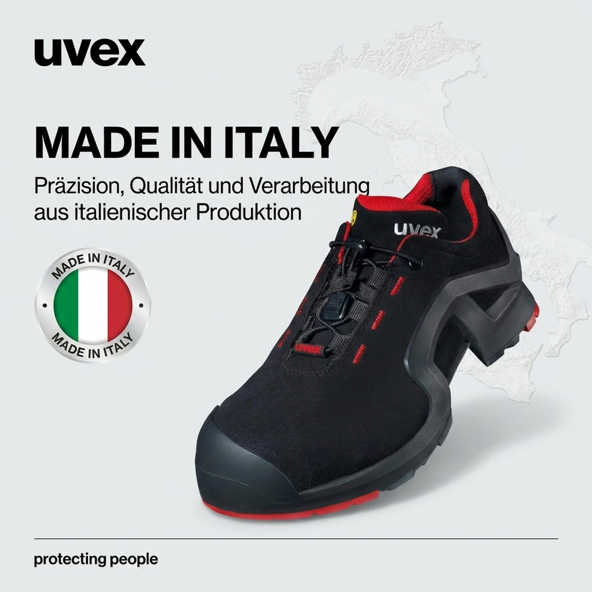 Uvex 1 X-Tended Support Arbeitsschuhe - S3-Sicherheitsschuhe für Damen & Herren - Rot-Schwarz