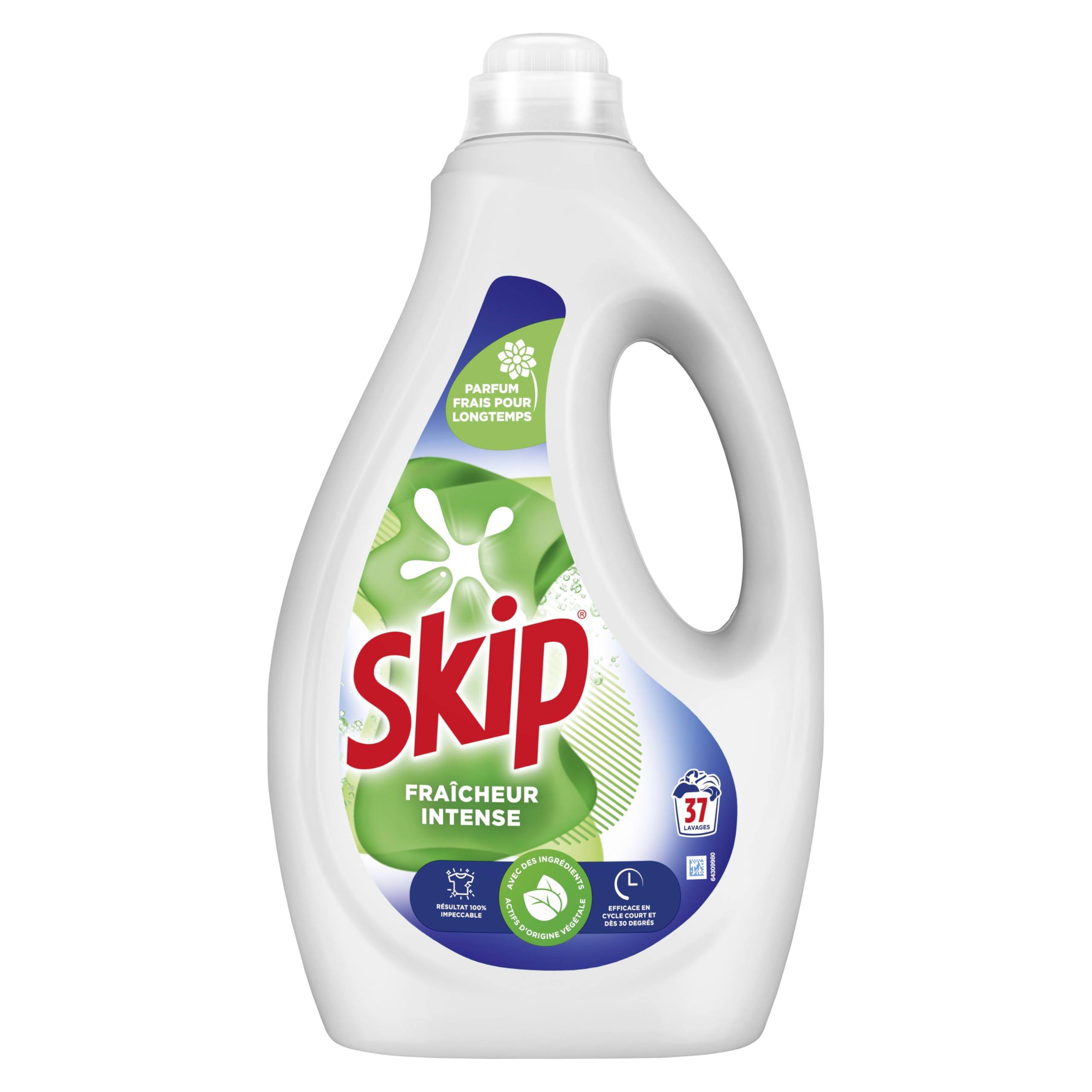 Skip - Lessive Liquide Fraicheur Intense - Action Détachante Efficace - 100% impeccable, éclatant et délicatement parfumé - 2x40 Lavages