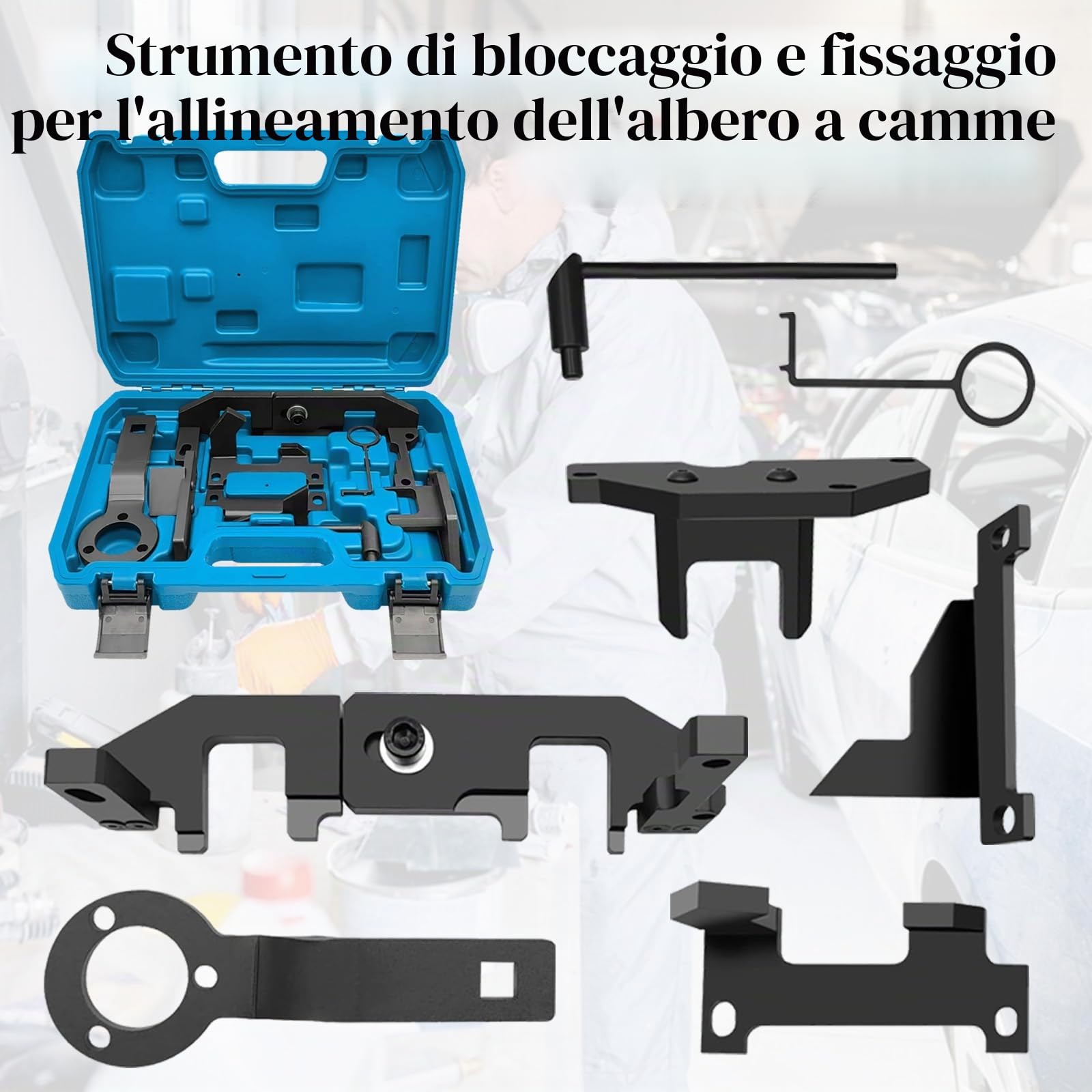 Attrezzo per Cinghia di Distribuzione Del Motore, Set di Strumenti per La Regolazione del Motore Compatibile per Citroën, Opel, PSA, Peugeot 1.0 VTi 1.2 VTi 108 208 308 2008, OEM 0109-2A, 0109-2B