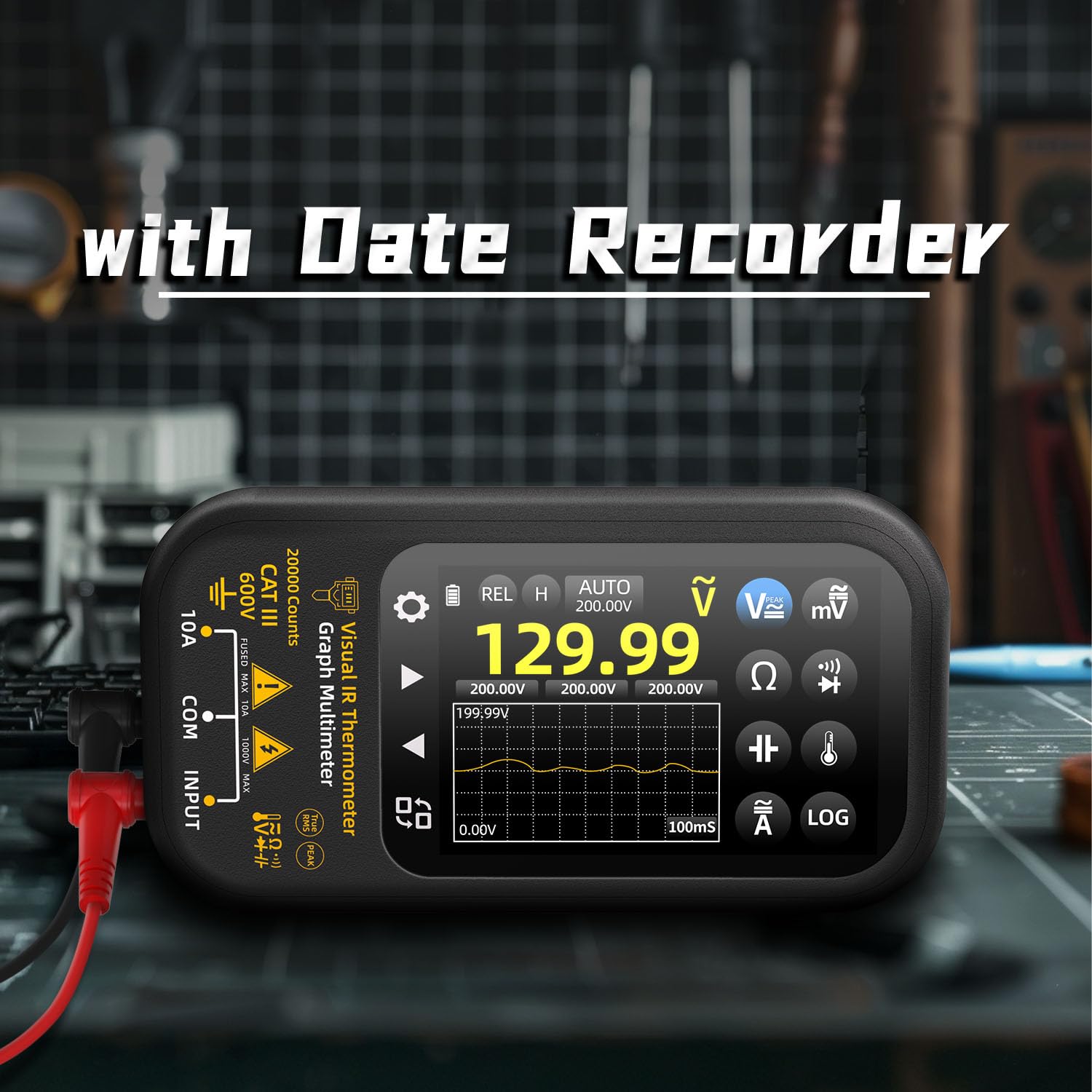 BSIDE SH6 Wärmebild Multimeter Touchscreen, Grafik Multimeter 20000 Counts TRMS mit Auto-Rotate Farbdisplay und Datenlogger, Wärmebildkamera 96x96 IR-Auflösung mit Schiebe-Makroobjektiv und Ständer