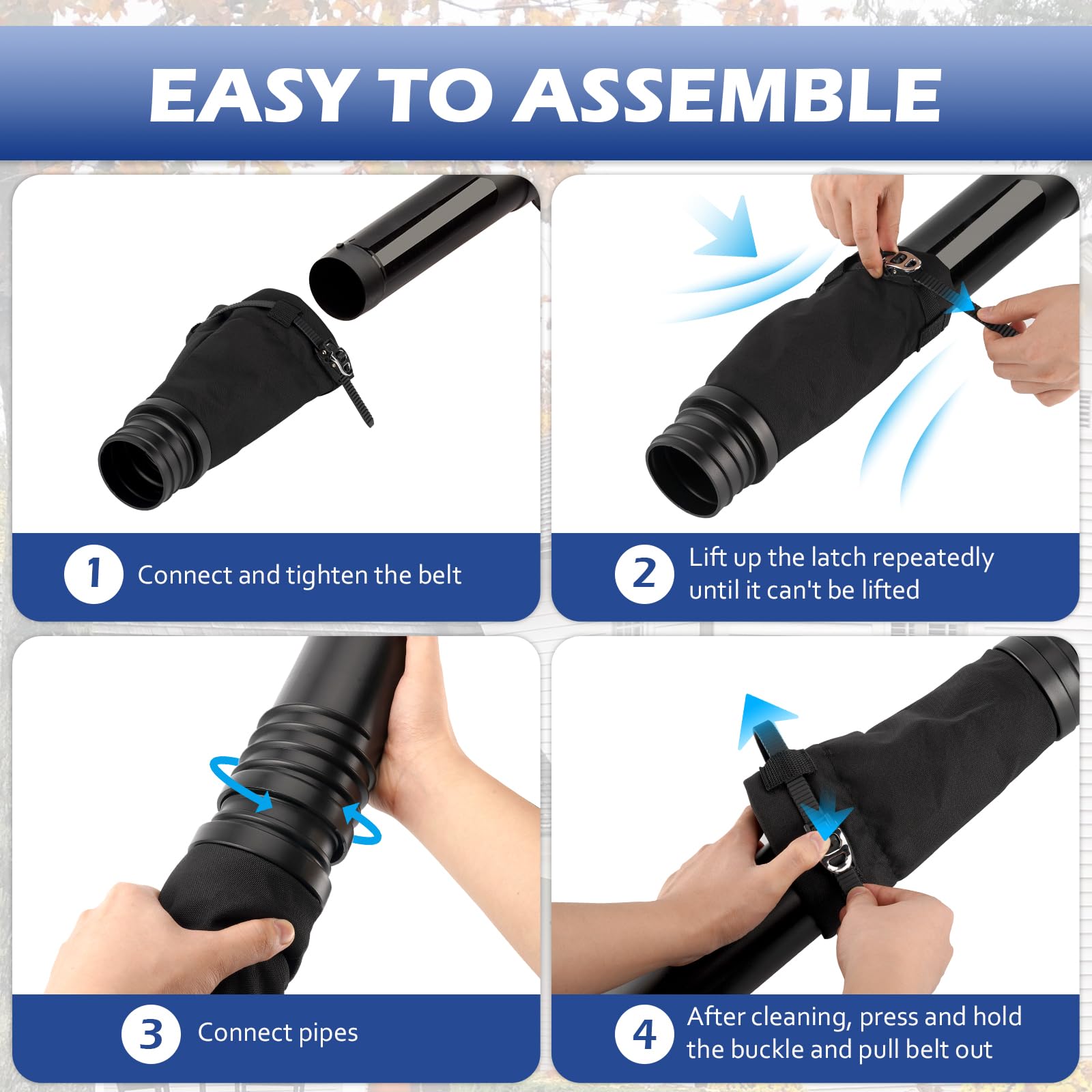 Buzzlett - Kit universal de limpieza de canalones para sopladores de hojas, herramientas de limpieza de canalones de 9.3 pies de largo para limpiar fácilmente las hojas y los desechos del techo