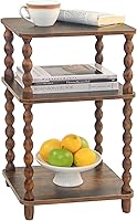 Fultyle Rustic Brown Side Table - Small End Table with 3-Tier Storage Shelf, Modern Bedside Nightstand for Bedroom, Living Room, Small Spaces (11.8x13.4x22.6")
