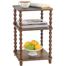 Fultyle Side Table Small End Table with Storage Shelves Modern Bedside Table Nightstand for Living Room Bedroom Office Small Space Rustic Brown