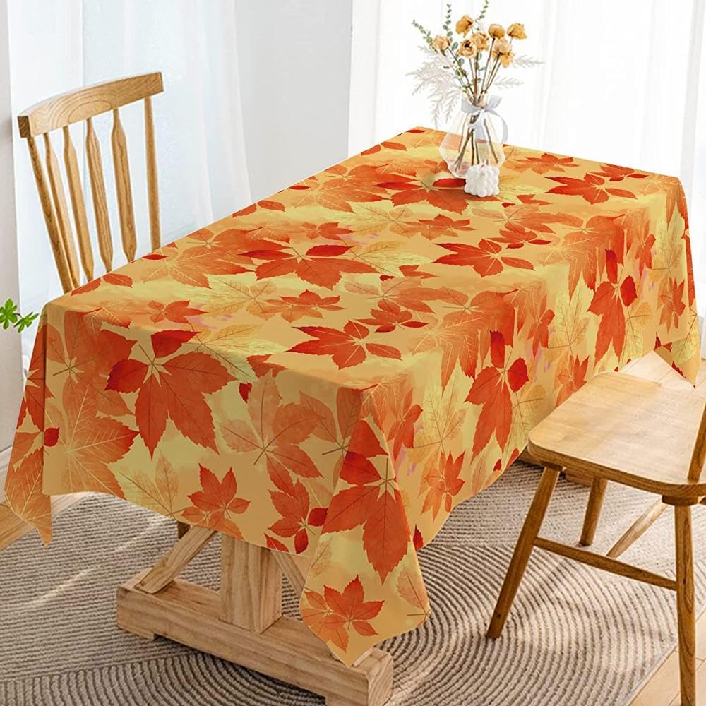 Nappe rectangulaire feuille d'érable en tissu premium pour salle à manger
