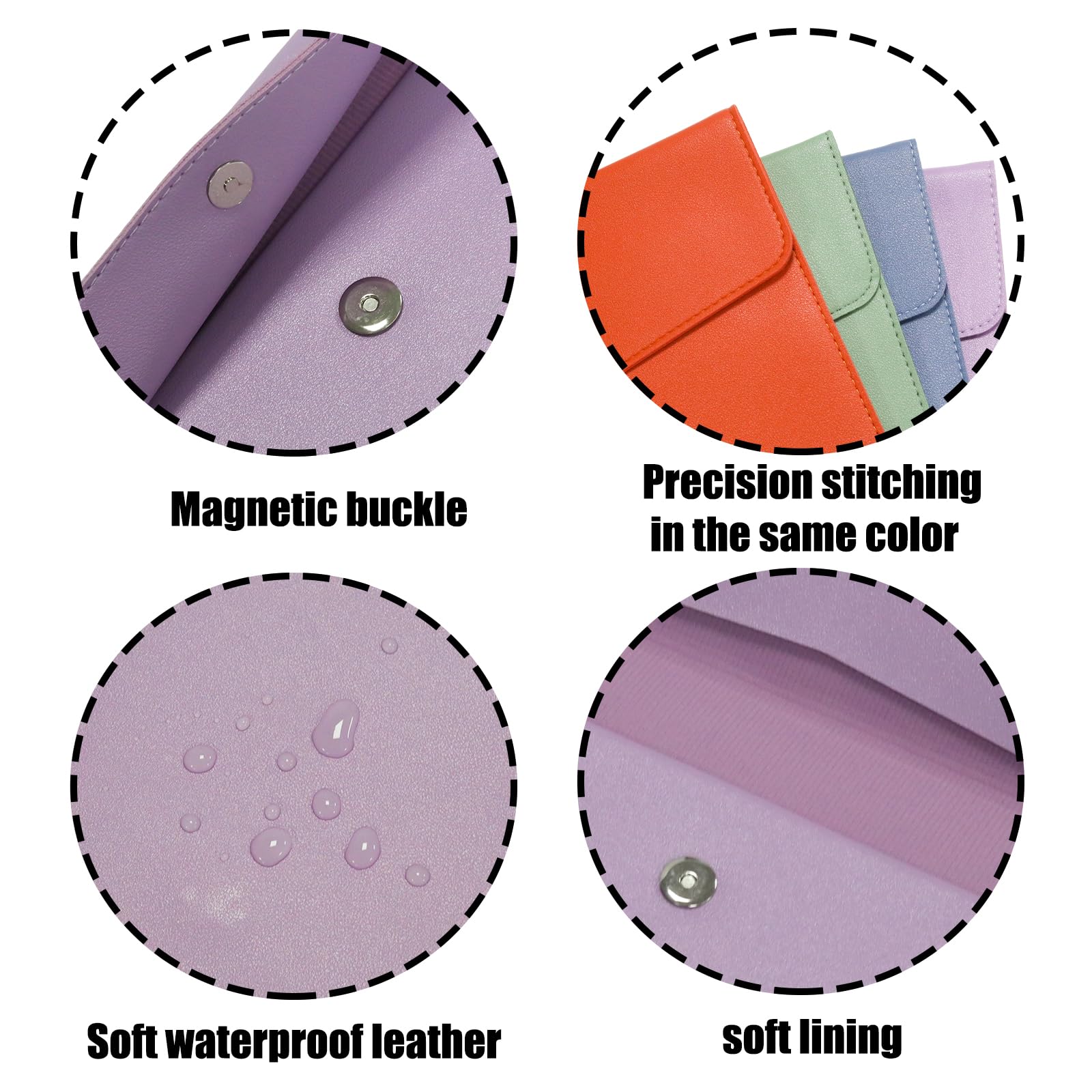 Dokumentenmappe, dünnes PU-Leder, A4, Dokumentenmappe, Organizer, weiches Leder, Violett