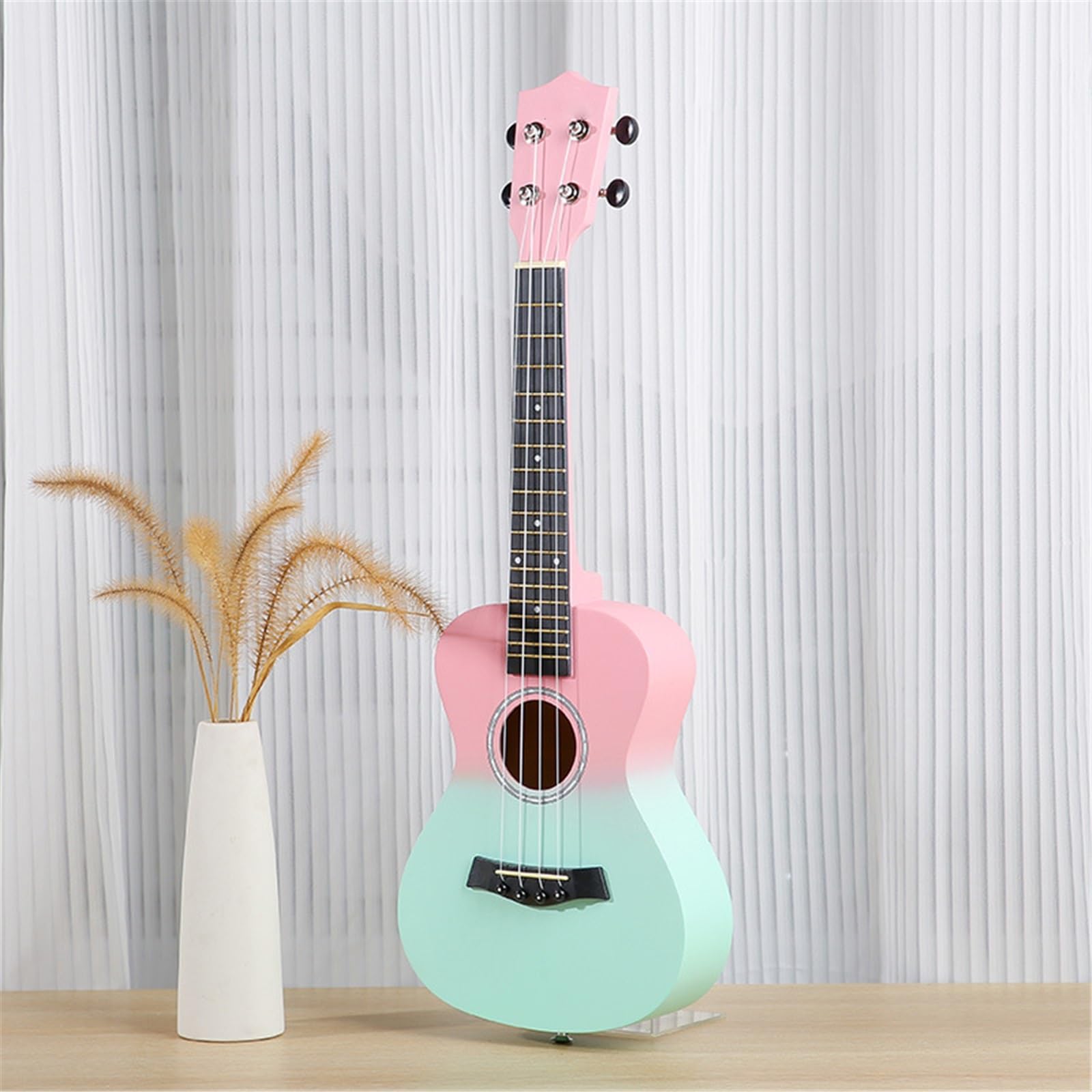 Profesjonalne ukulele 23-calowe Ukulele Hawajska Czterostrunowa Mała Gitara Drewniana(Pink)