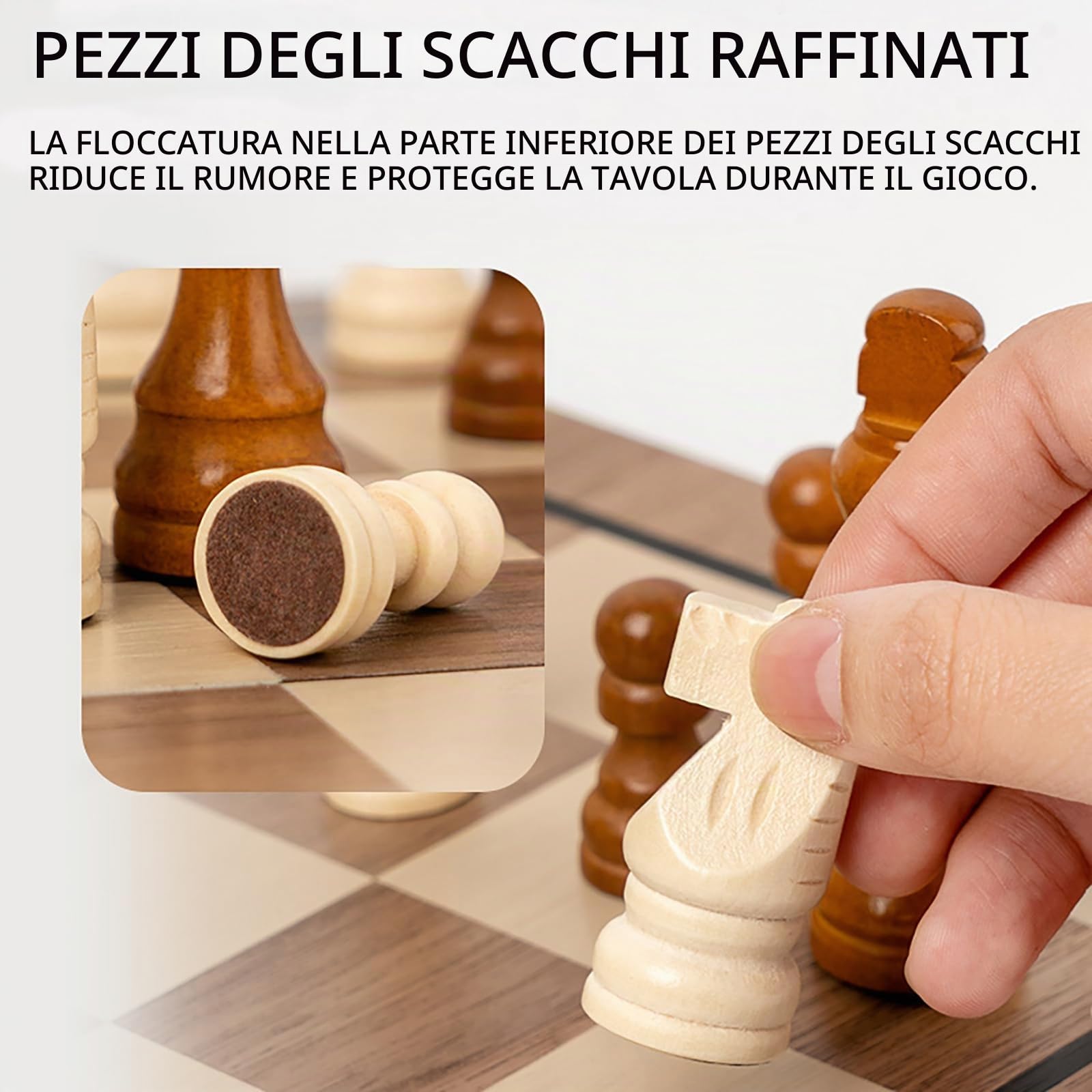 NEWFUN Scacchiera Magnetica in Legno – Gioco Scacchi Dama Pieghevole Viaggio