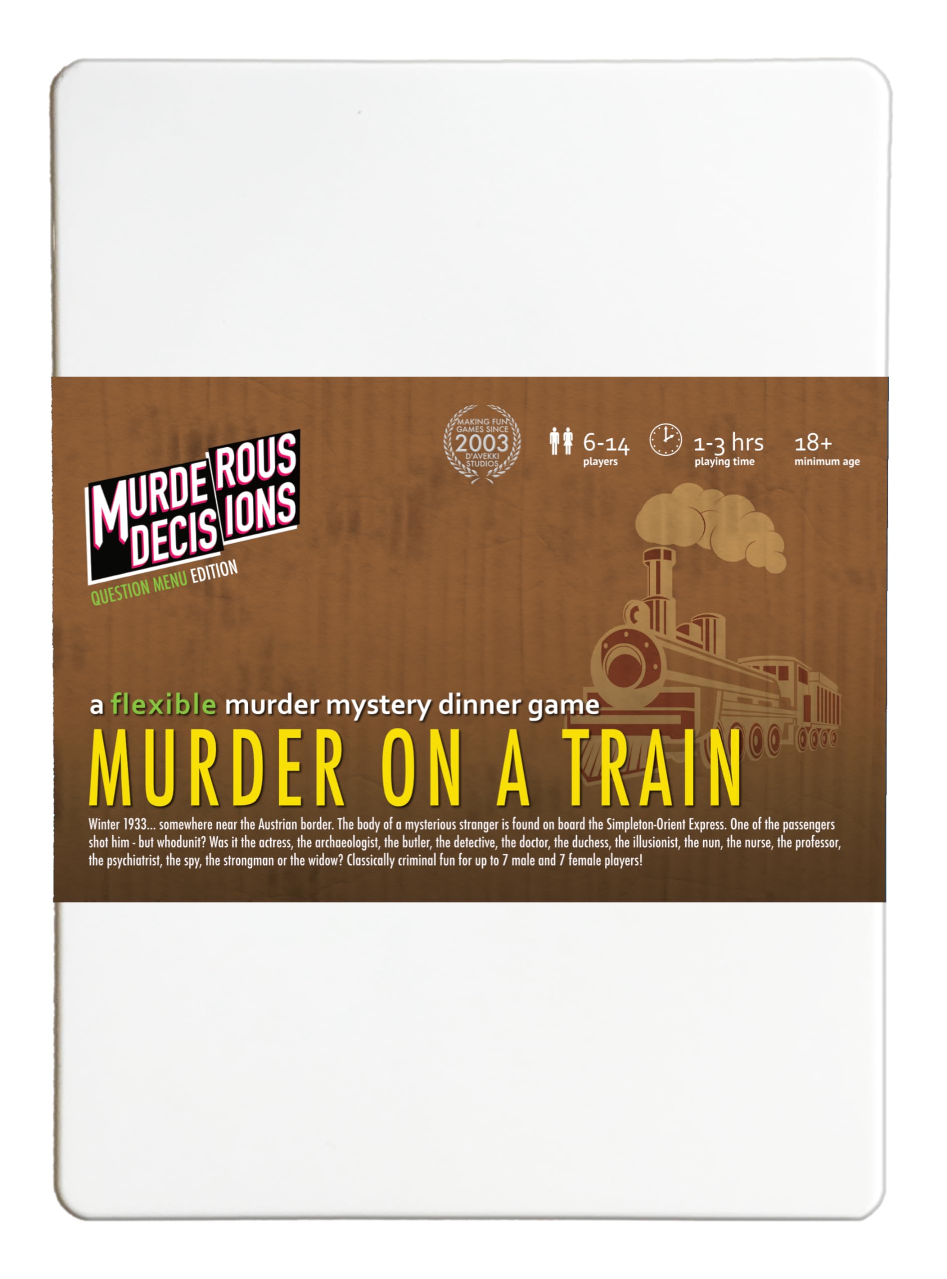 Murder on a Train 6-14 Player Murder Mystery Dinner Party Game