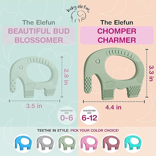 Miniatura 9 de Baby Elefun Juguetes de dentición para bebés, alivio del dolor, cero retraso, 6-12 meses, color verde oliva