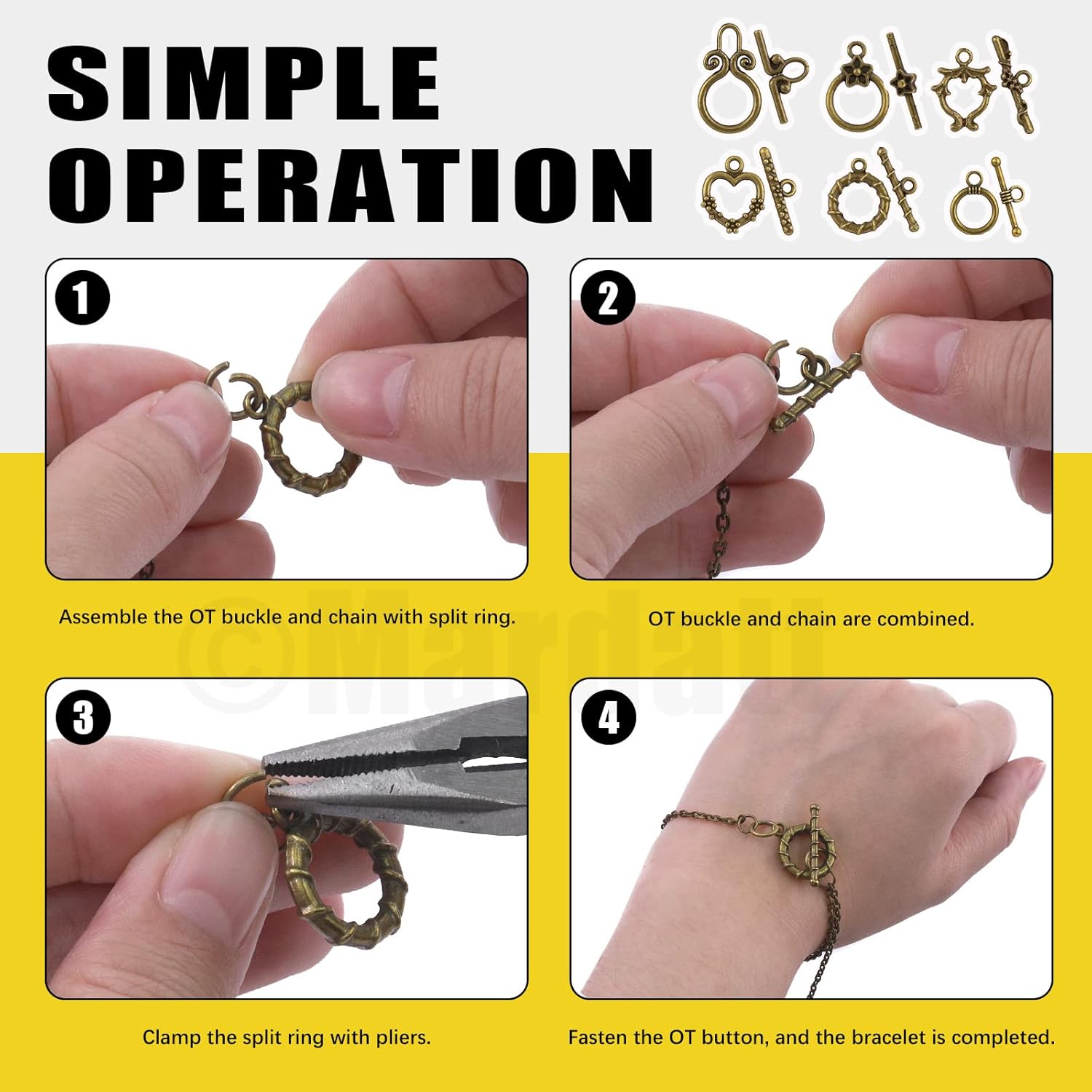 320Pcs 12 Styles Alloy Toggle Clasp Set with Jump Rings, Flower/Heart/Butterfly/Twist Ring/Fish Toggle Bracelet Clasps T-Bar Closure Connectors Tibetan Style for Jewelry Pendant Making - Image 6