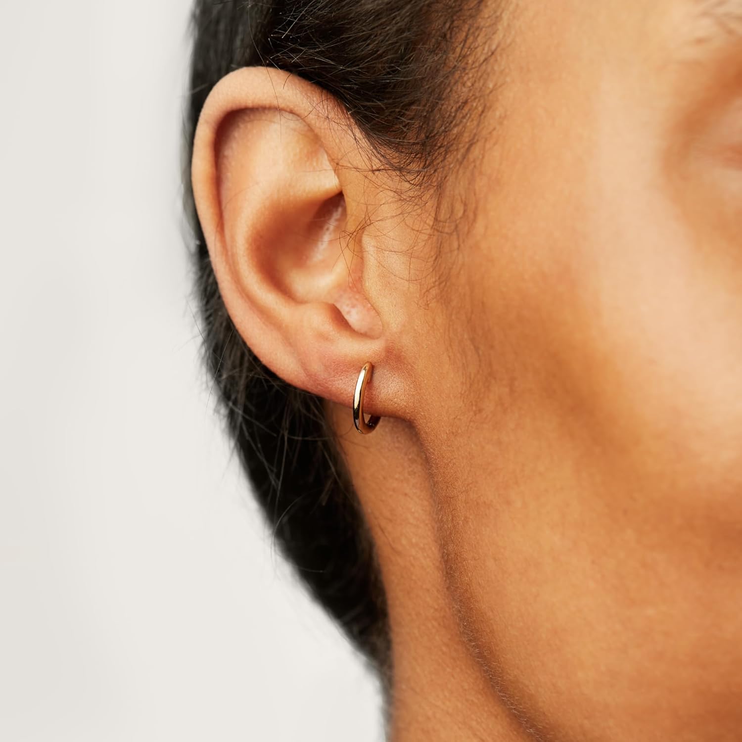 Ana Luisa Huggie Hoop Earrings - Minimal Single & Stacked Double Hoop Styles for Women - 14K Gold Plated, Silver Rhodium & Two-Tone - Hypoallergenic, Water-Resistant, Tarnish-Free - Image 5