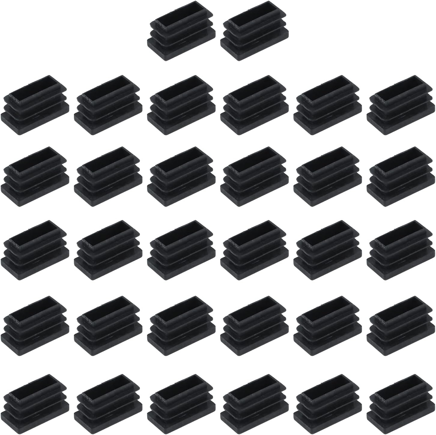 Antrader Furniture Foot Table Chair Legs Blanking End Plastic Square Rectangle Tube Inserts Threaded End Blanking Caps Protector Black Set of 32 (26 x 13mm)