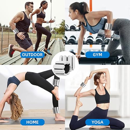 Vista 7 de Pesas de tobillo para mujeres y hombres, pulsera de entrenamiento con peso ajustable para muñeca para entrenamiento en casa, entrenamiento