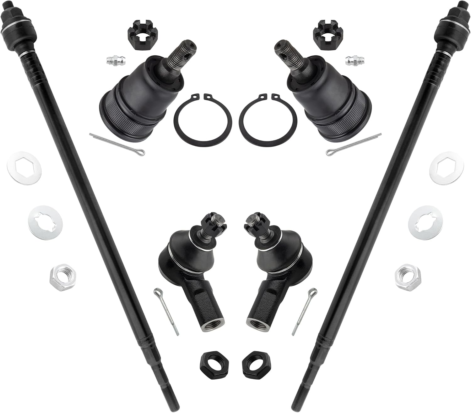 K80223 ES3581 EV80383 Front Inner & Outer Tie Rod Ends Lower Ball Joints for Honda CR-V 2.4L 2002-2006, Pack of 6