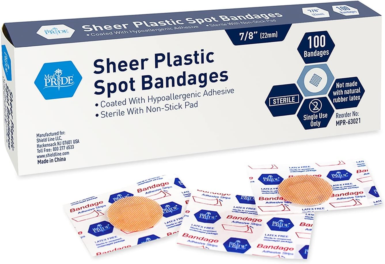200 Spot Bandages Small Sheer Plastic Adhesive Dot Bandages