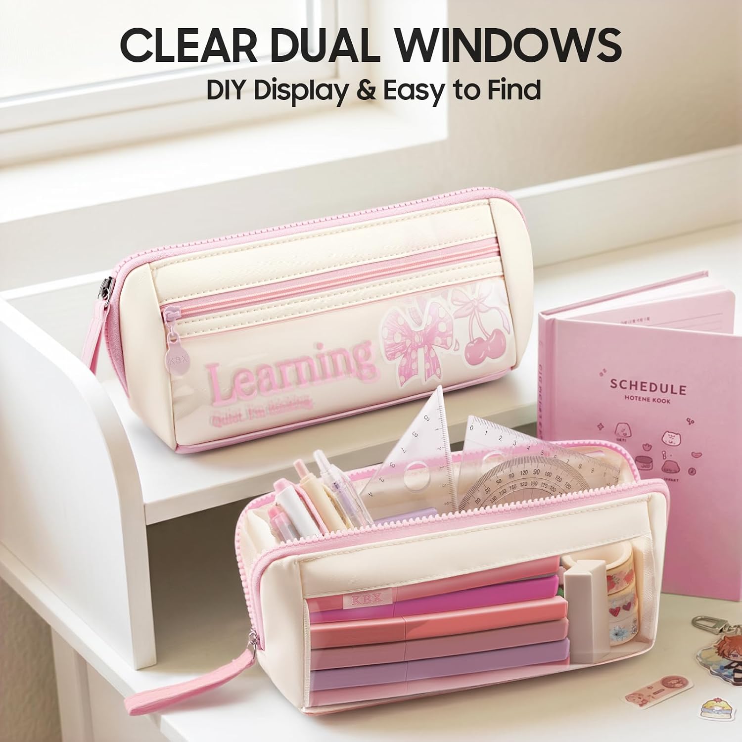 FINPAC Large Transparent Pencil Case Triangular - Clear Display
