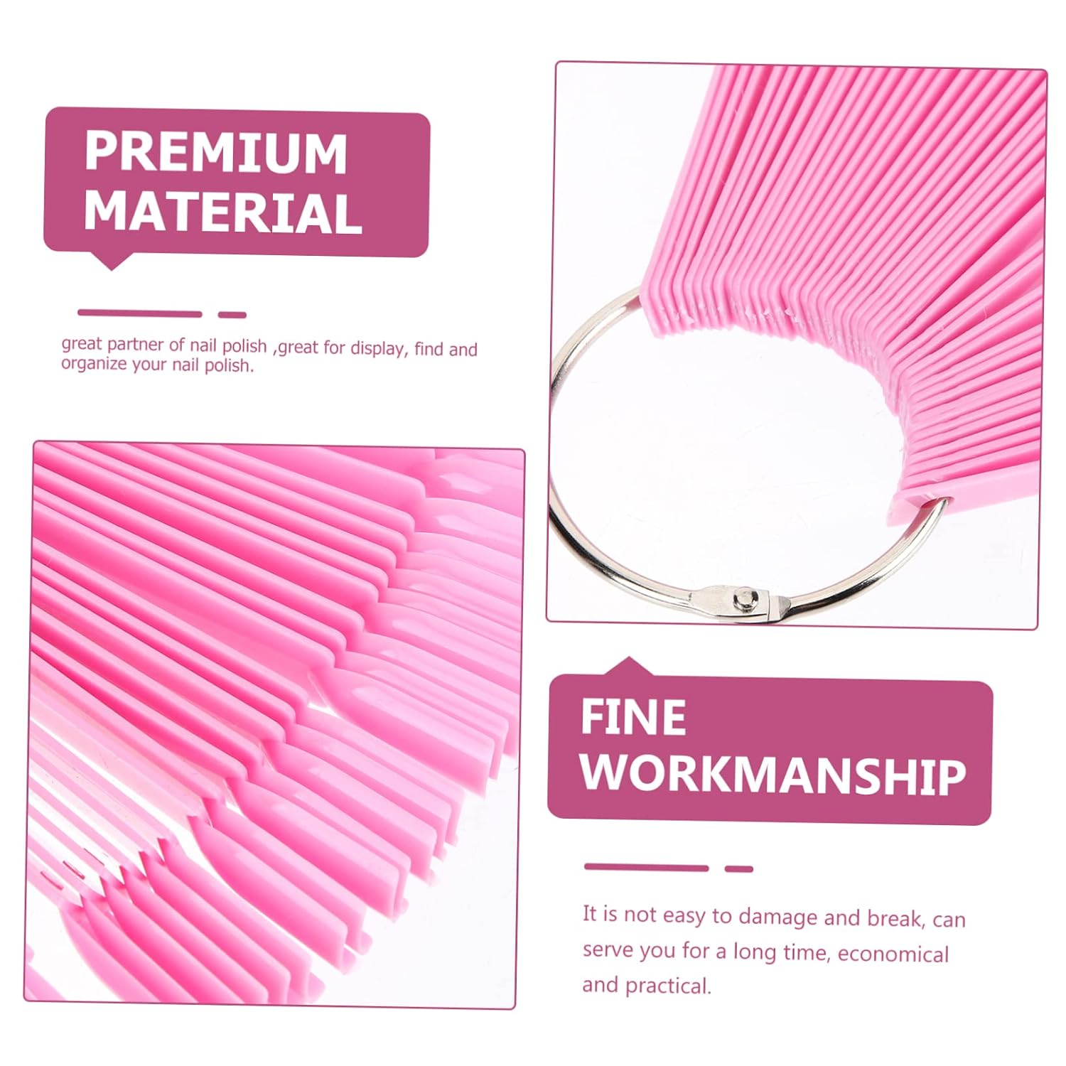 150Pcs Nail Sample Sticks with Ring Fan Shaped Nail Art Display Tips for Practice Polish Boards for Technicians and Salons