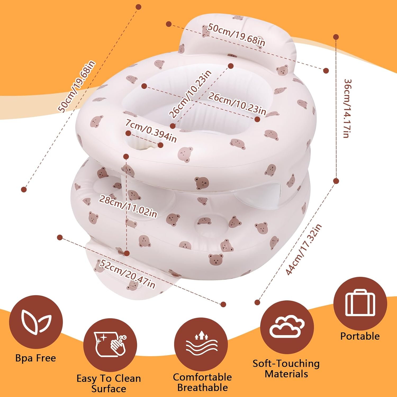 Inflatable Baby Seat for Babies 3 Months & Up, Inflatable Baby Support Seat for Sitting Up, Toddler Baby Floor Chair with Built in Air Pump, Upgrade Water Injection Function, More Stable (Color#01)
