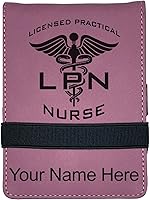 Vista 12 de Mini padfolio con bloc de notas y bolígrafo, enfermera práctica con licencia LPN, grabado personalizado incluido (negro con oro)
