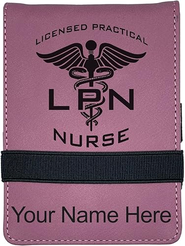 Miniatura 12 de Mini padfolio con bloc de notas y bolígrafo, enfermera práctica con licencia LPN, grabado personalizado incluido (negro con oro)