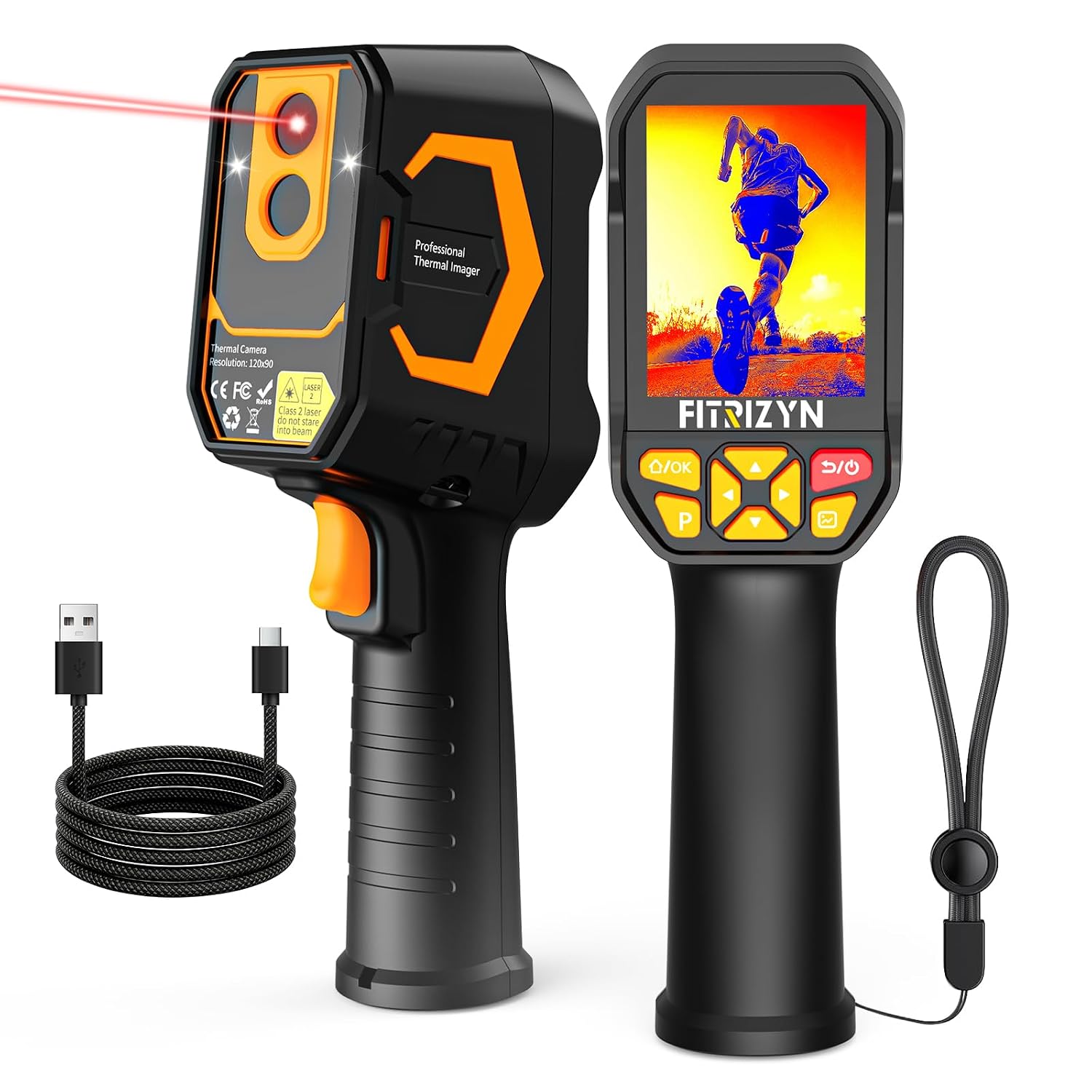 Thermal Camera 240×180 Resolution, 25Hz Infrared Camera with Laser Pointer, 320 X 240 LCD Screen Handheld Thermal Imaging Camera with -4℉~ 1022℉ Temp Range for Home HVAC Electrical Inspection, 8GB