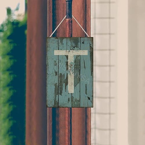 Vista 406 de Letrero colgante de madera con letra A, letrero de madera, decoración del hogar, 26 letras del alfabeto de metal, placa de madera, decoración