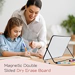 SYCARON Tableau blanc à effacer 12 x 16'', tableau blanc magnétique A3, Panneaux blancs double face avec support, Inclut 8 Stylos & 2 Effacement & 4 Aimants pour le dessin de bureau et de maison
