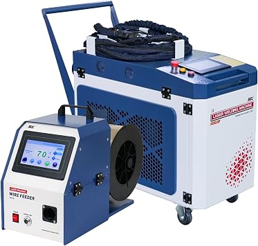 ZAC US Stock 1500W Water-Cooled Handheld Fiber Laser Welder & Cleaner 2-in-1 Portable Metal Welding Machine AC220V for Stainless Steel Carbon Wobble Welding Gun with Wire Feeder Class 2 0.874mW