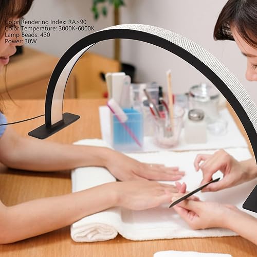 Miniatura 2 de Lámpara de escritorio de uñas de media luna de 22 pulgadas, luz LED regulable con brillo ajustable, diamantes de imitación decorativos, temperatura