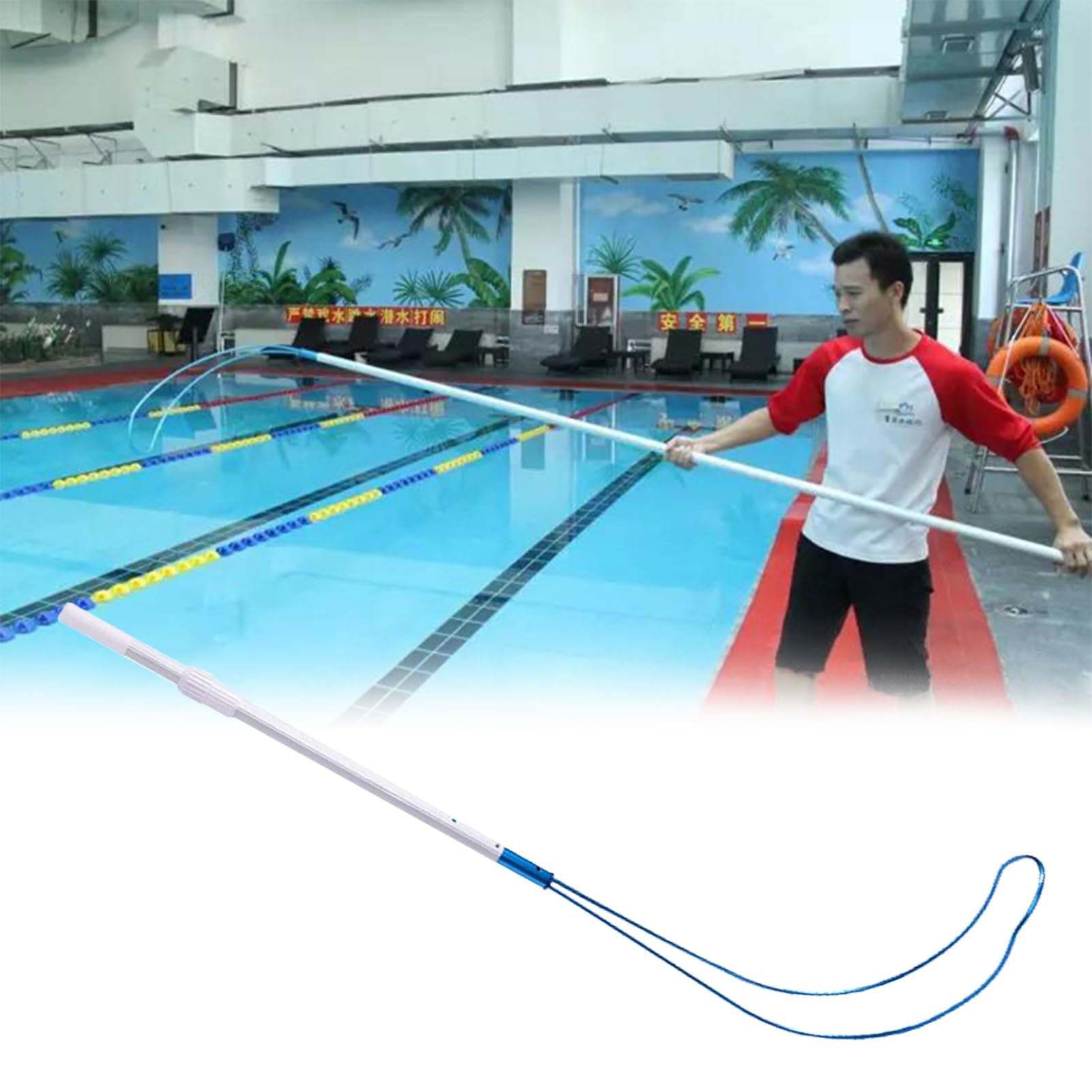 Gancho telescópico de rescate para piscinas de 1,2 a 3,0 m y botes