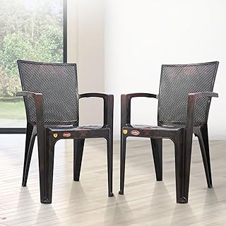 Prima Plastic Chair for Living Room | Set of 2 | Chair for Home, Living Room, Multipurpose | Stackable Chair with arm | 10...