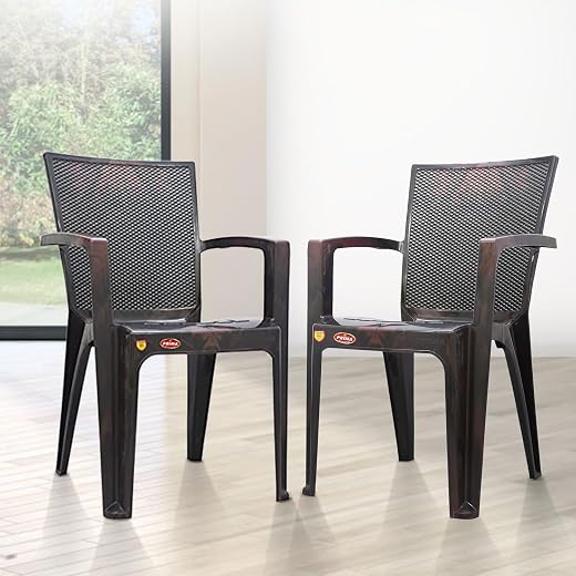 Prima Plastic Chair for Living Room | Set of 2 | Chair for Home, Living Room, Multipurpose | Stackable Chair with arm | 10