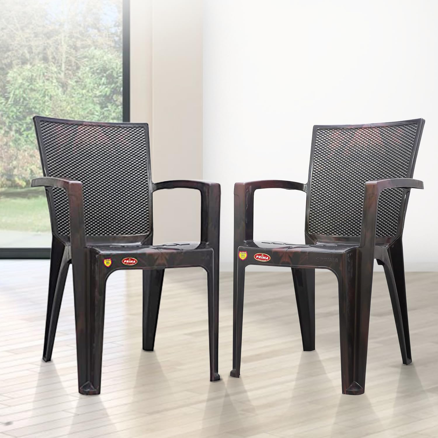 Prima Plastic Chair for Living Room | Set of 2 | Chair for Home, Living Room, Multipurpose | Stackable Chair with arm | 10...
